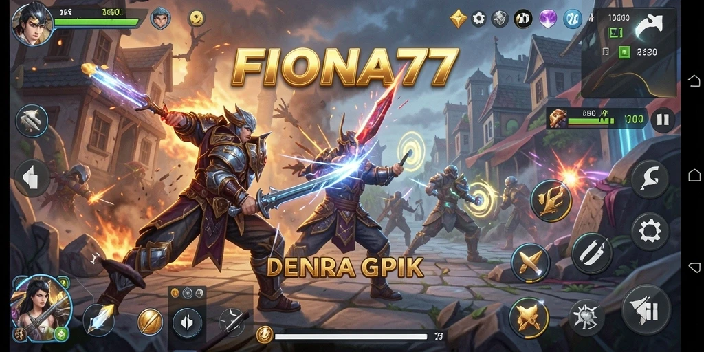 Tampilan layar pertarungan intens dalam FIONA77 dengan karakter yang beraksi.