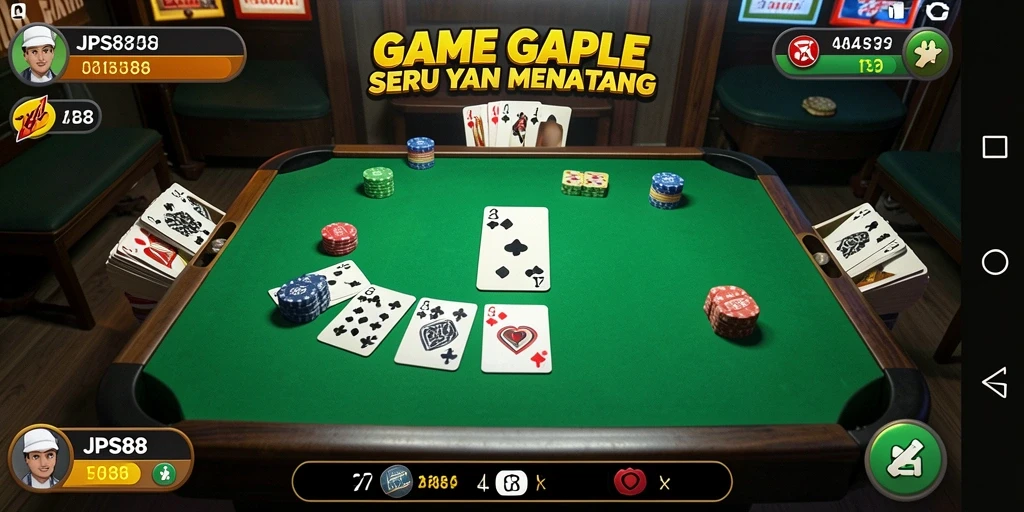 Tampilan gameplay seru dalam JPS88 yang menampilkan aksi Gaple.
