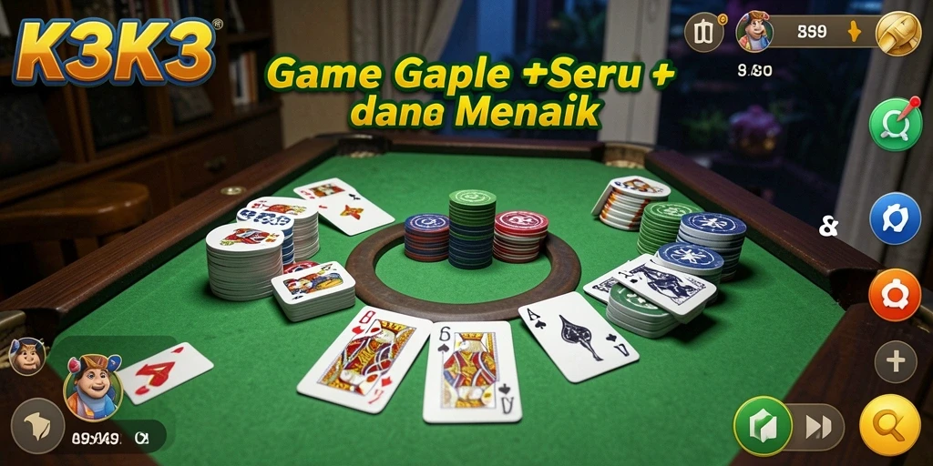Tampilan gameplay K3K3 menunjukan momen seru permainan Gaple.