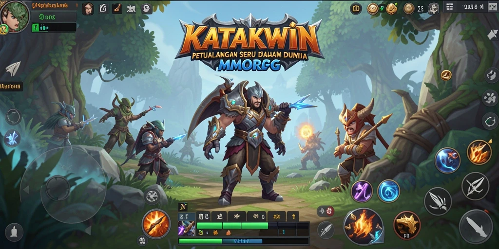 Screenshot KATAKWIN yang menunjukkan pertempuran seru dalam dunia MMORPG.