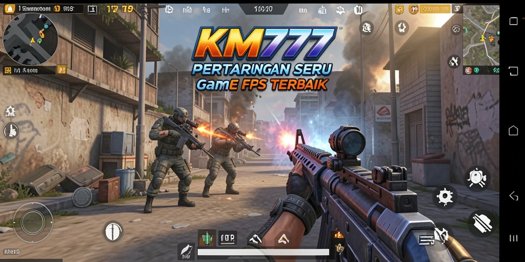 Screenshot gameplay KM777 menampilkan pertarungan FPS yang mendebarkan.