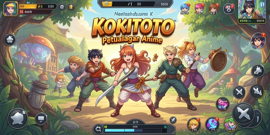 Tampilan gameplay menarik dari KOKITOTO dengan karakter anime.